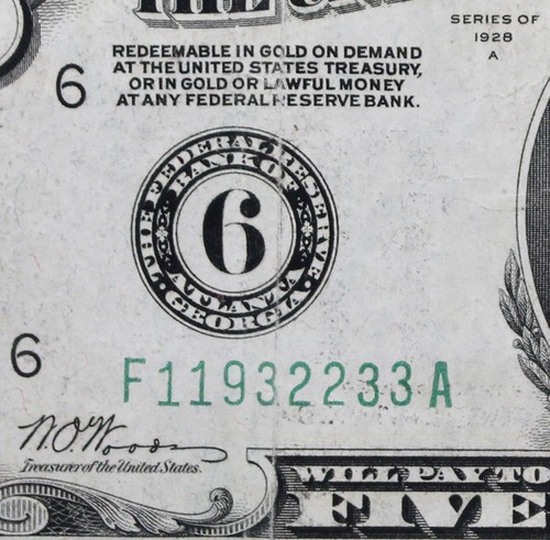 1928a federal reserve note - reserve,